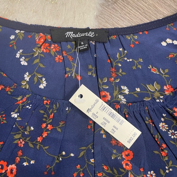 Madewell silk stanza ruffle top moonless floral - Picture 3 of 6